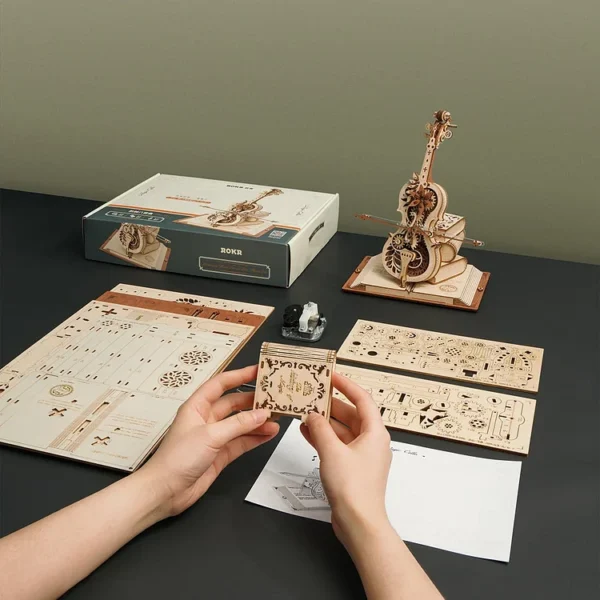 Magic Cello Mechanical Music Box 3D Wooden Puzzle - Image 5