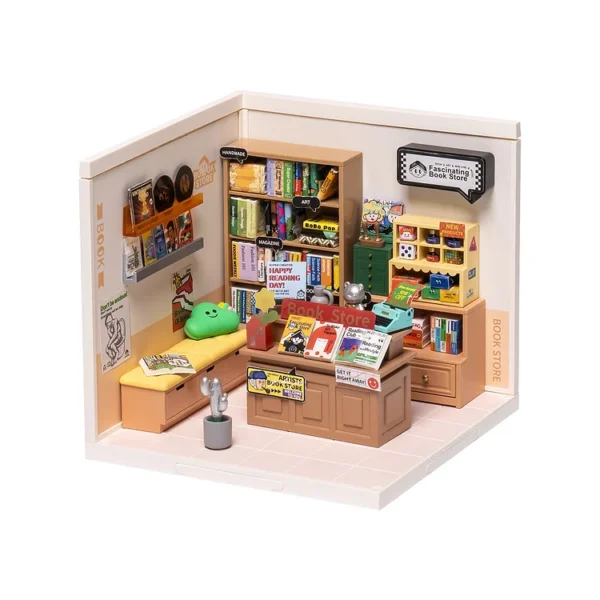Super Creator Fascinating Book Store Plastic DIY Miniature House Kit - Image 2