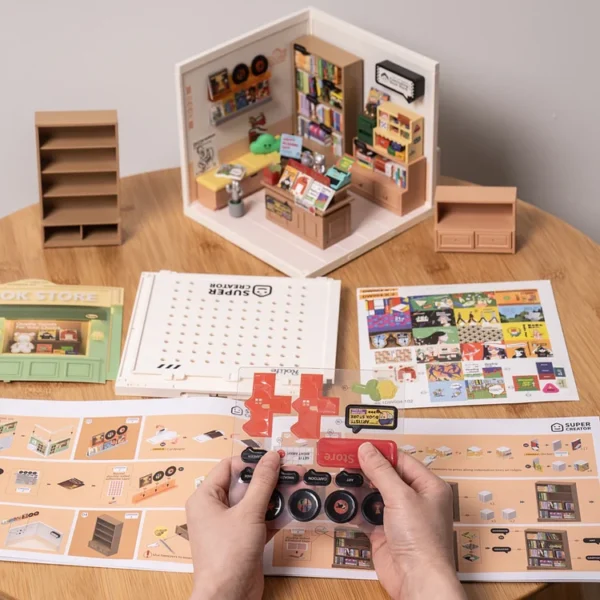 Super Creator Fascinating Book Store Plastic DIY Miniature House Kit - Image 5