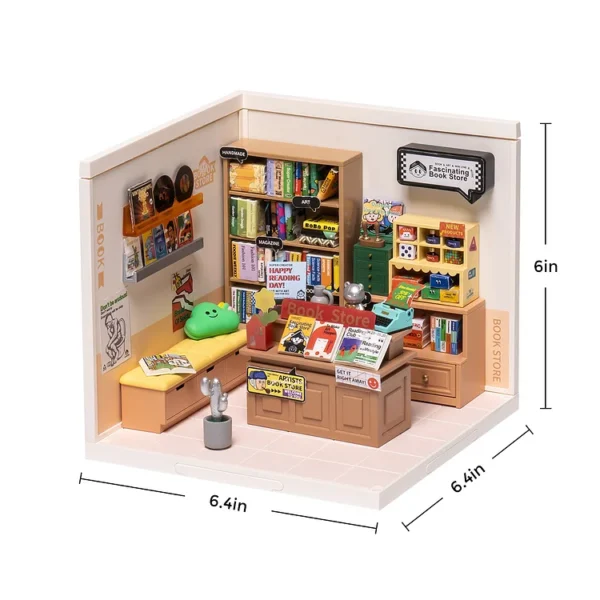Super Creator Fascinating Book Store Plastic DIY Miniature House Kit - Image 4