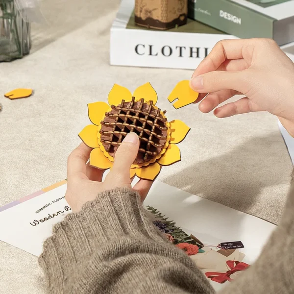Wooden Flower Bouquet 3D Wooden Puzzle - Image 8
