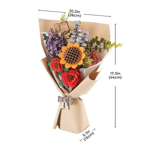 Wooden Flower Bouquet 3D Wooden Puzzle - Image 4