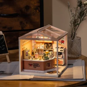 Super Creator Double Joy Bubble Tea Plastic DIY Miniature House Kit