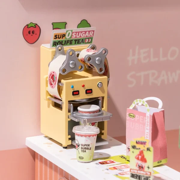 Super Creator Double Joy Bubble Tea Plastic DIY Miniature House Kit - Image 5