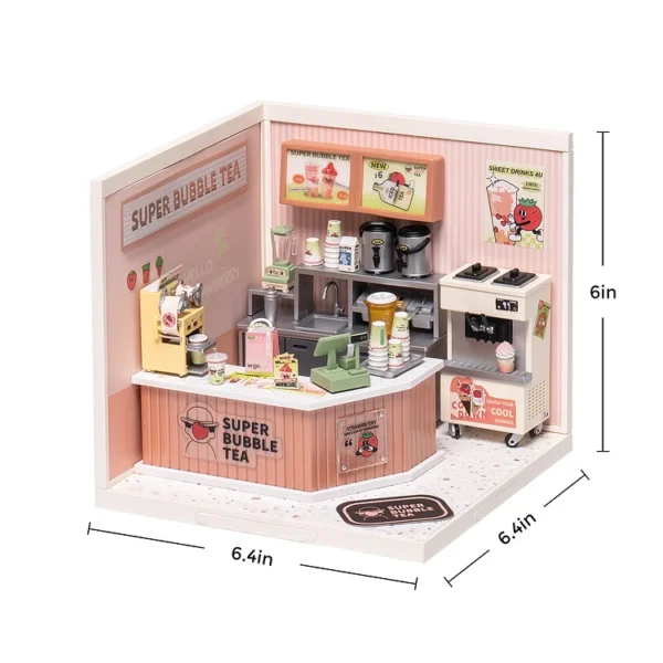 Super Creator Double Joy Bubble Tea Plastic DIY Miniature House Kit - Image 4