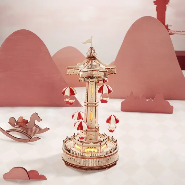 Parachute Tower DIY Music Box 3D Wooden Puzzle - Image 5