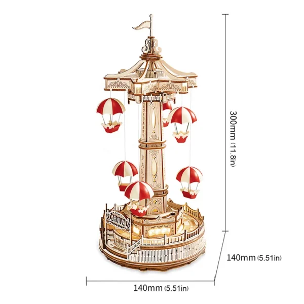 Parachute Tower DIY Music Box 3D Wooden Puzzle - Image 4