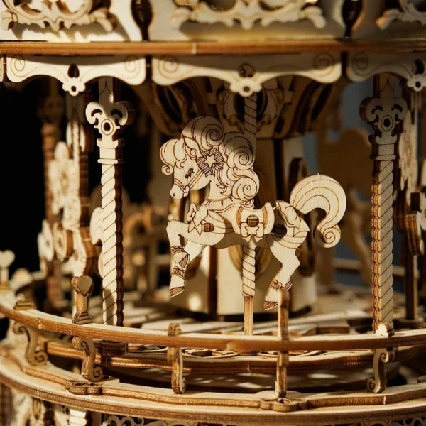 Romantic Carousel Mechanical Music Box 3D Wooden Puzzle - Image 6