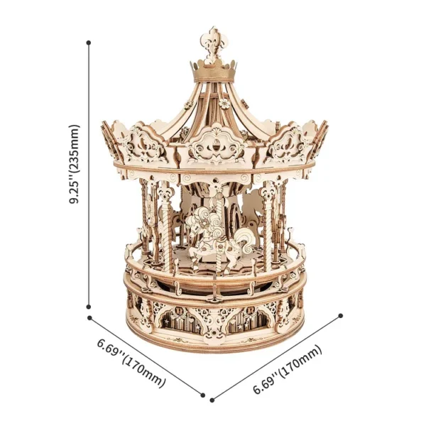 Romantic Carousel Mechanical Music Box 3D Wooden Puzzle - Image 4