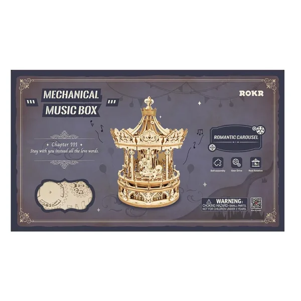 Romantic Carousel Mechanical Music Box 3D Wooden Puzzle - Image 3