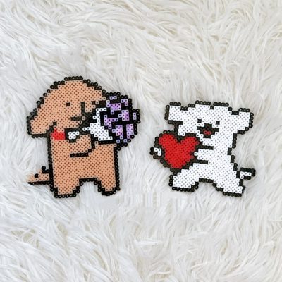 A colorful Perler bead artwork featuring a playful and intricate design, showcasing creativity and precision.